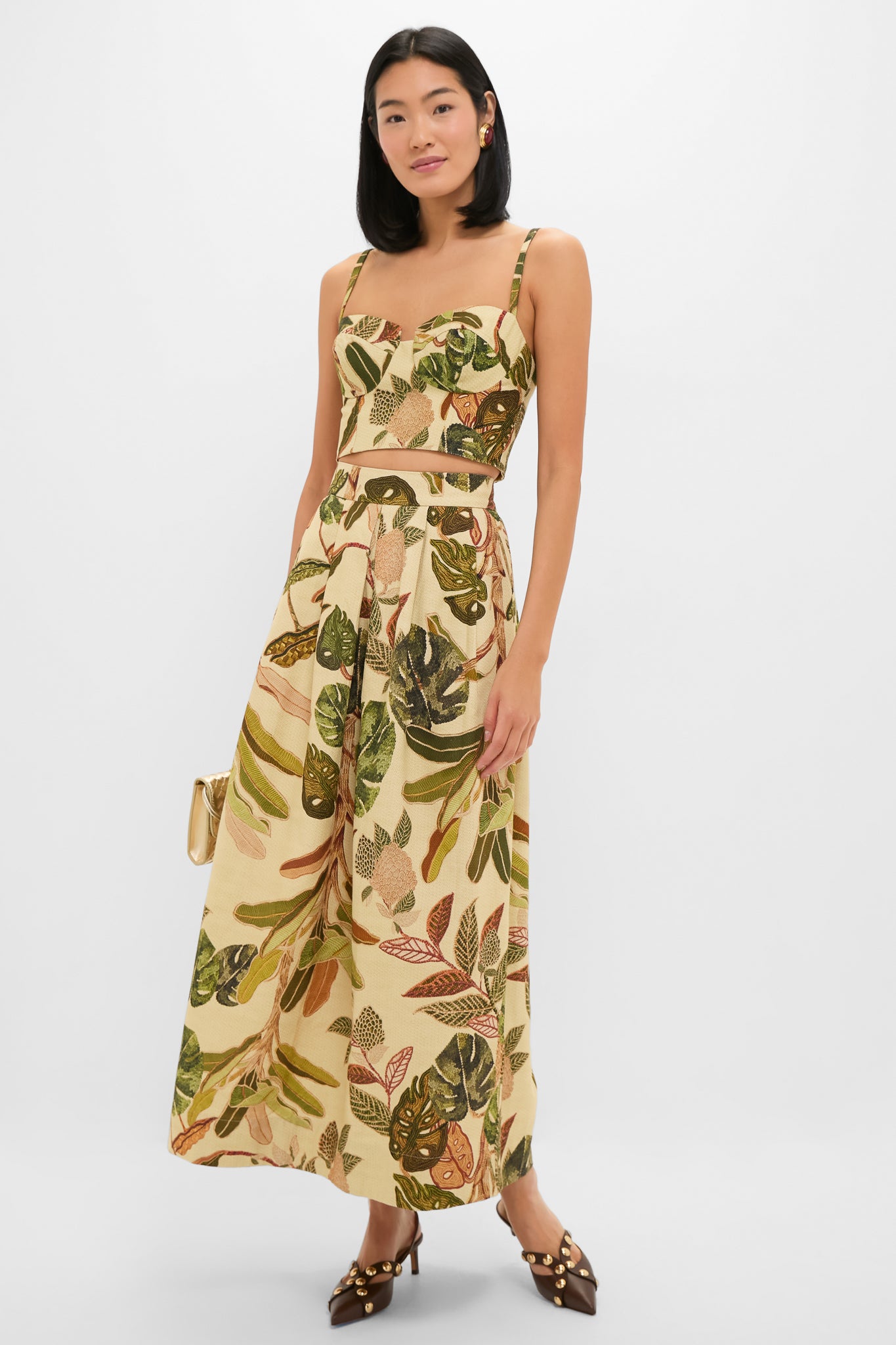 Forest Print Forest Pleated Midi Skirt
