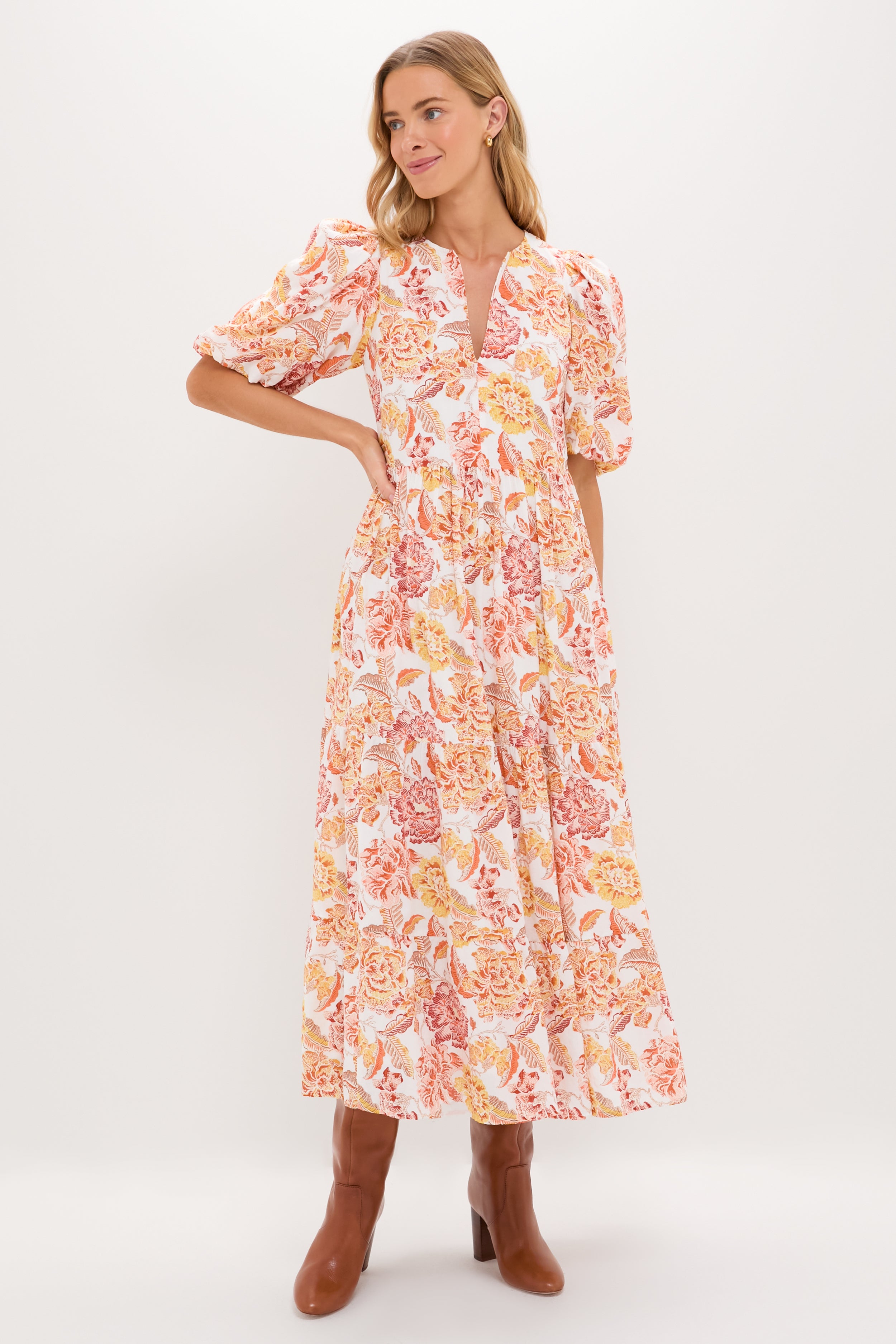 Saffron Floral Cisco Maxi Dress