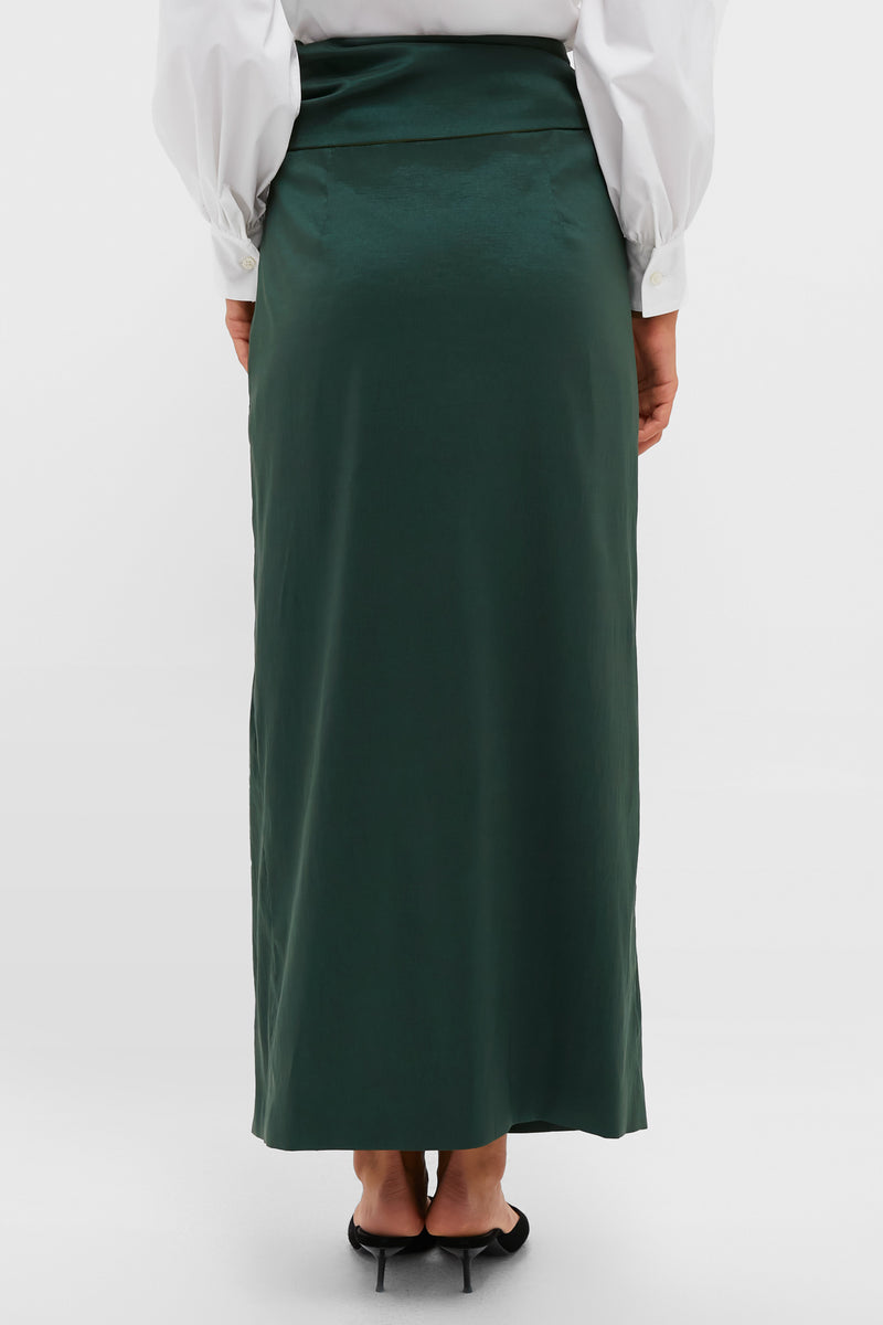 Forest Green Taffeta Angelise Tie Skirt