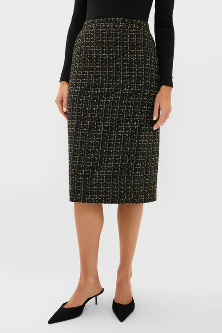 Black and Gold Leslie Midi Skirt