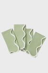 Sage and White Cotton Slub Scalloped Napkins Set of 4