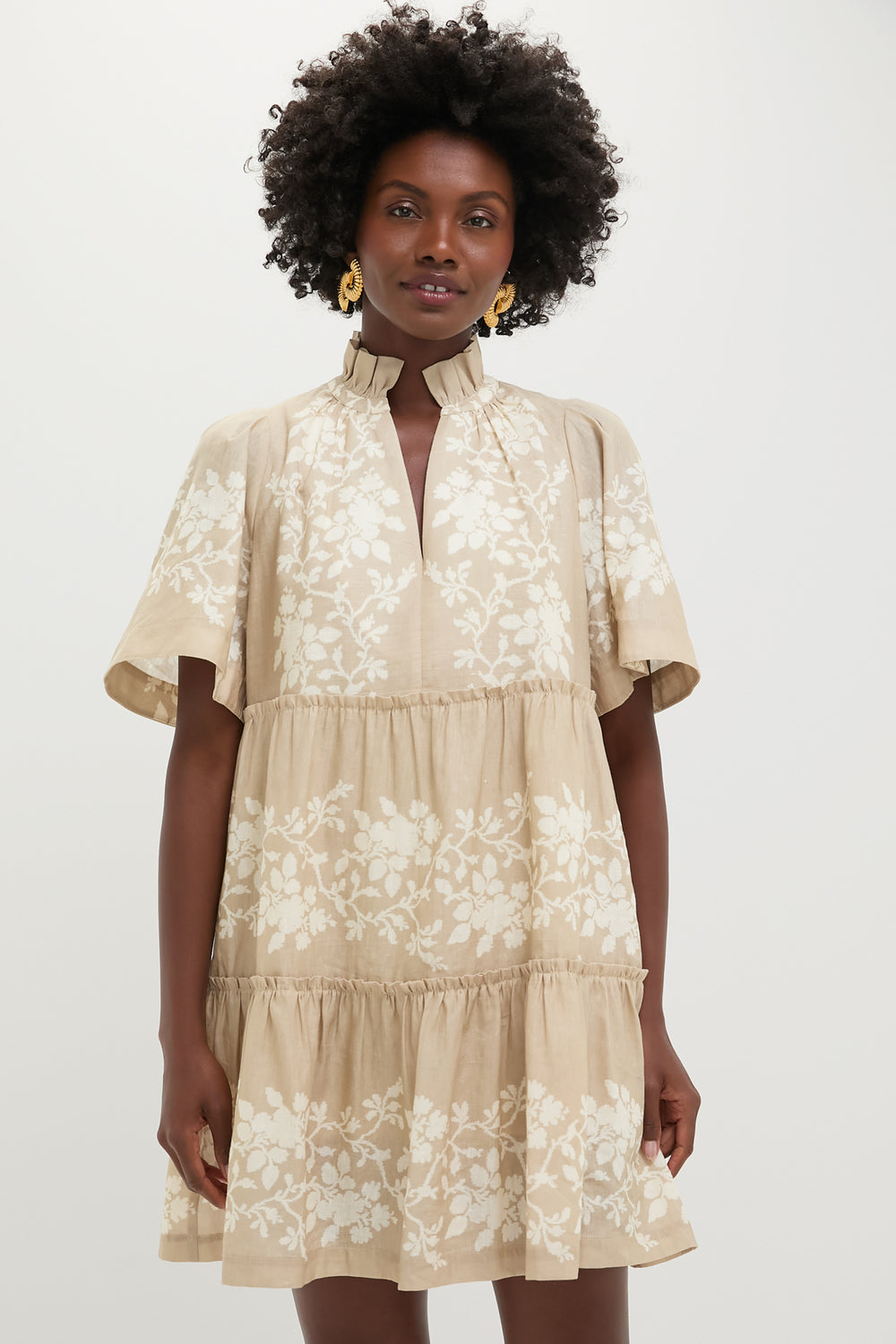 floral stripe mini dress Sand Floral Stripe Crawford Dress