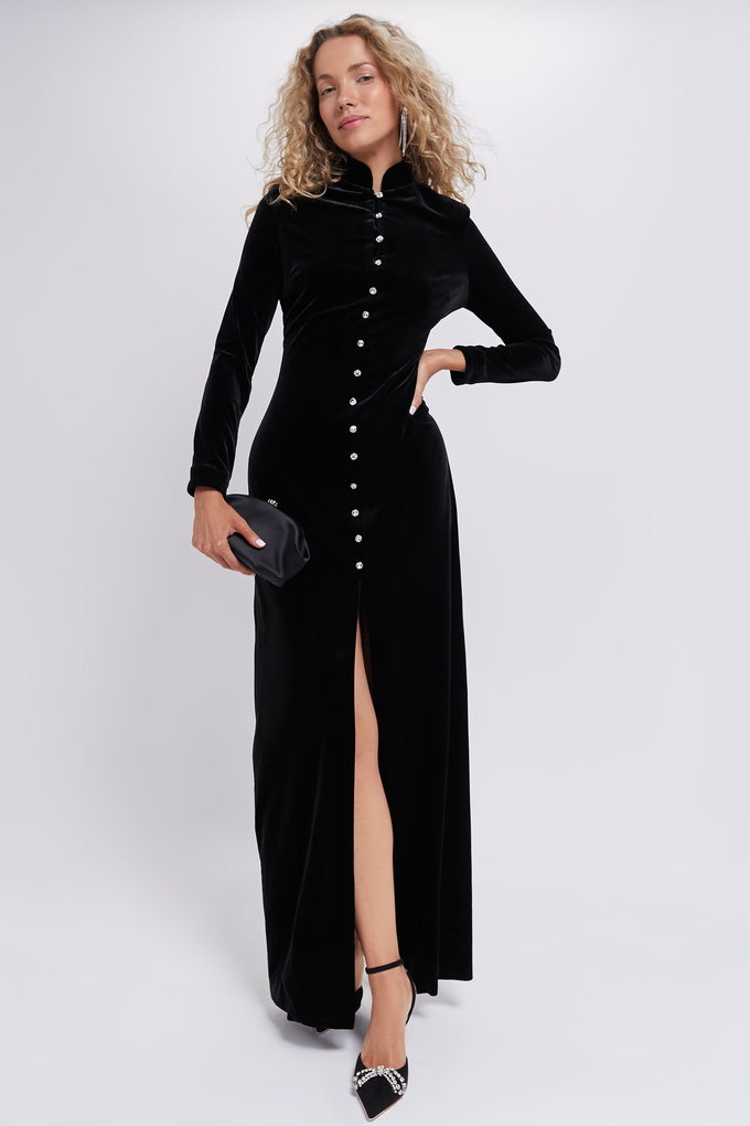 Black Velvet Loretta Dress