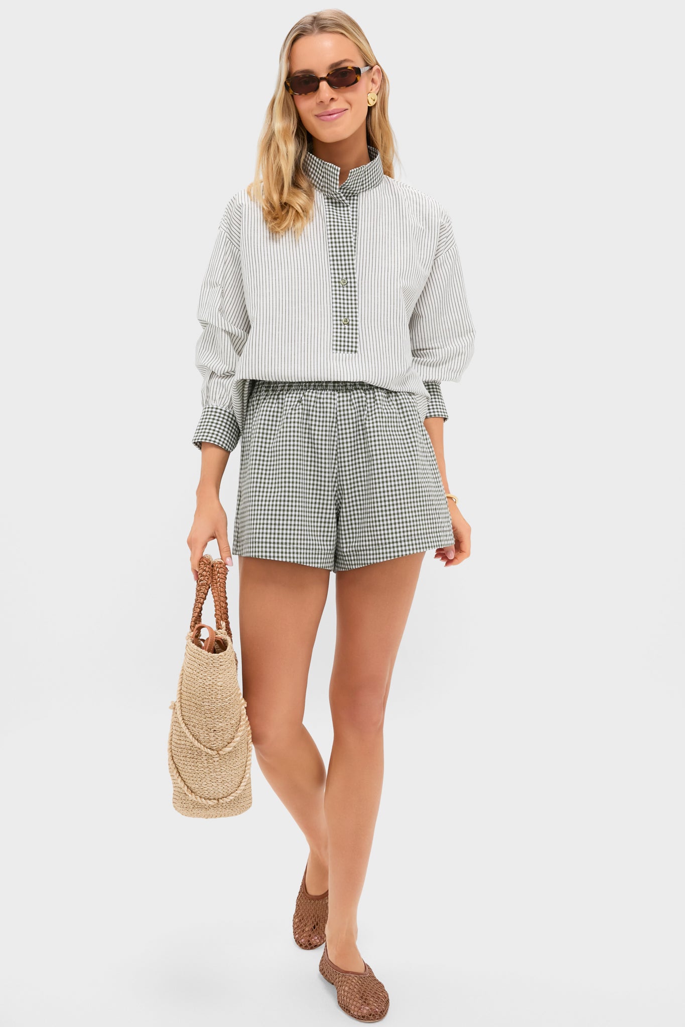 Green Gingham Lane Short