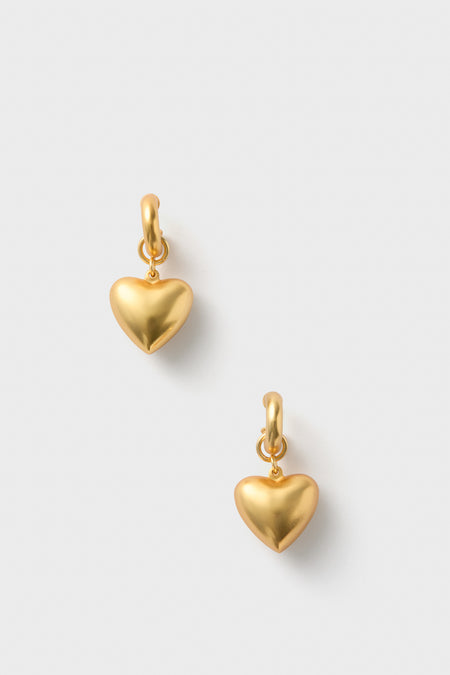 Gold Puffy Heart Earrings