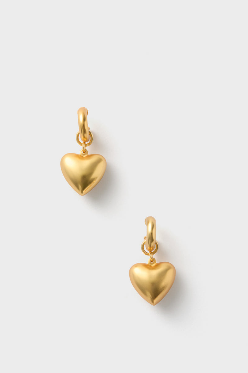 Gold Puffy Heart Earrings