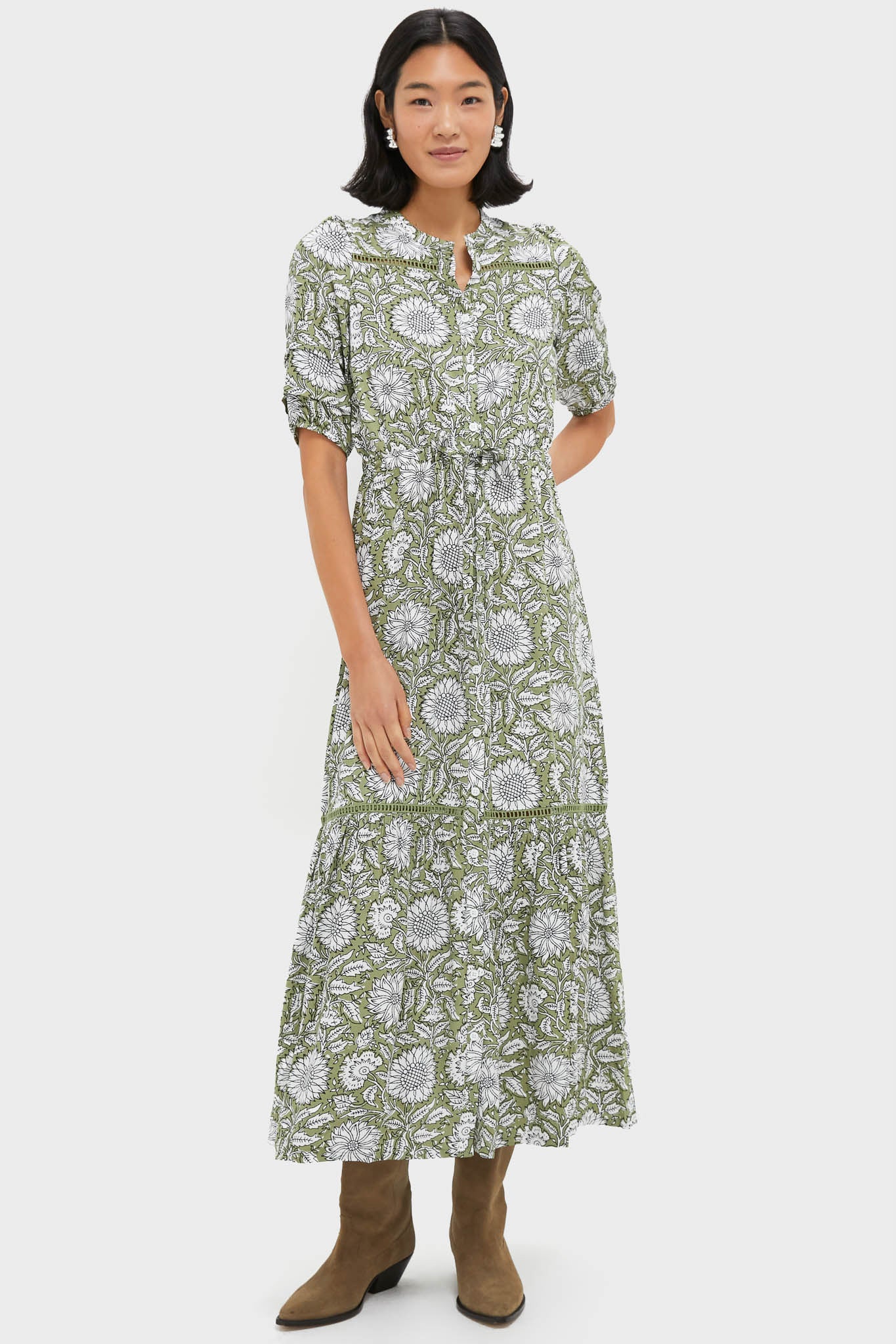 Arles Gothic Olive Lucy 4 Short Sleeve Dress | Love Tomas by