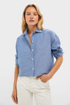 Chambray Denim Embellished Cropped Jasper Button Down