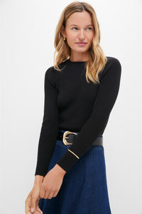 Black Alden Ribbed Crewneck