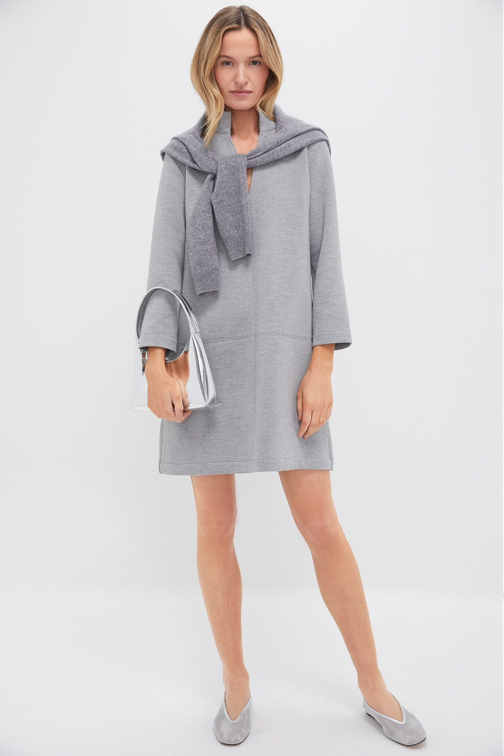 Gray Herringbone Clifton Dress