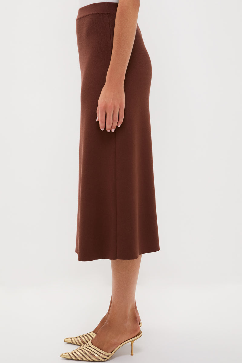 Chocolate Brown Knit Philomena Midi Skirt