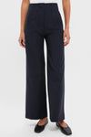 Navy Pinstripe Darted Wideleg Trouser