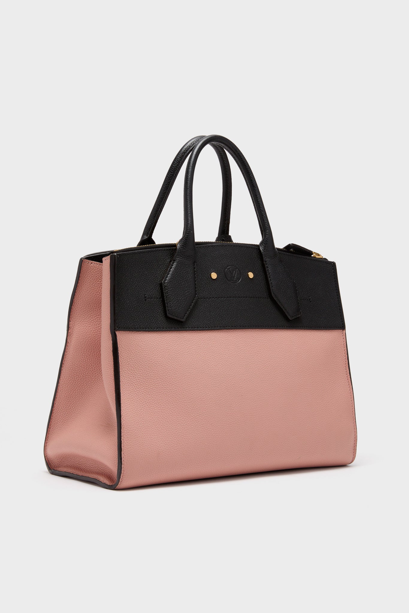 Louis Vuitton Magnolia Pink and Black Pebbled Calf Leather City Steamer MM