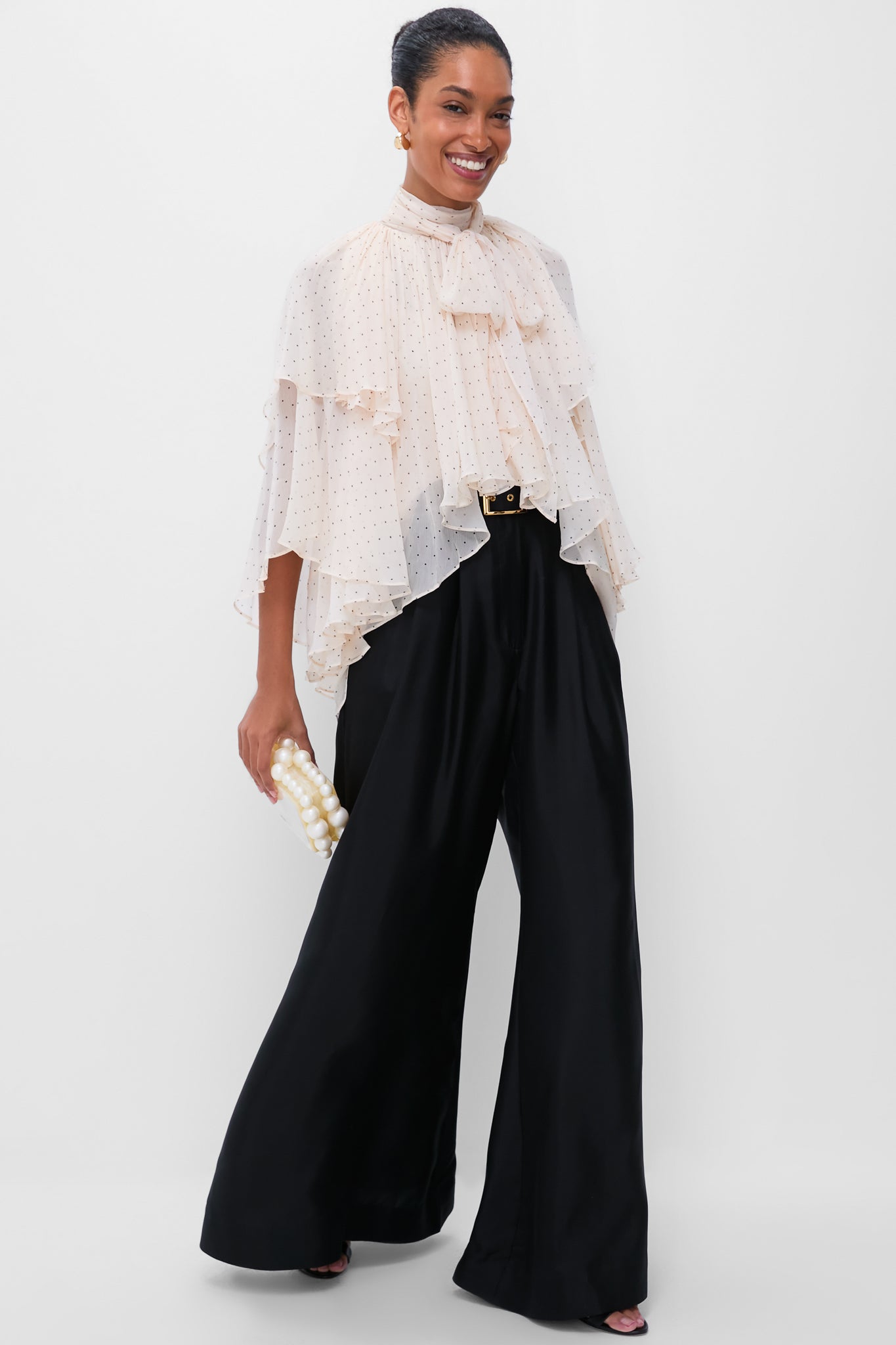 Cream Dot Hypnotic Cascading Blouse | Zimmermann