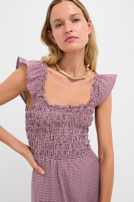 Gingham Deep Red Eudora Midi Dress