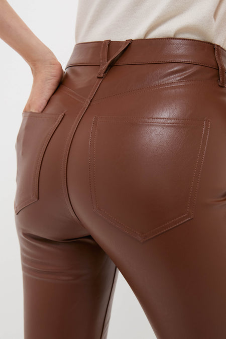 Mahogany Faux Leather Beverly High Rise Skinny Flare