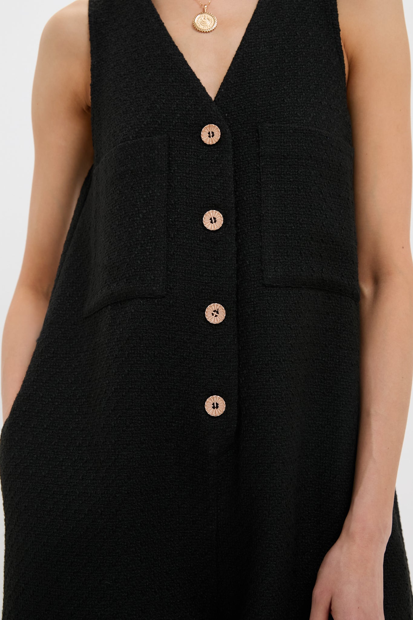 Black Textured Myla Romper