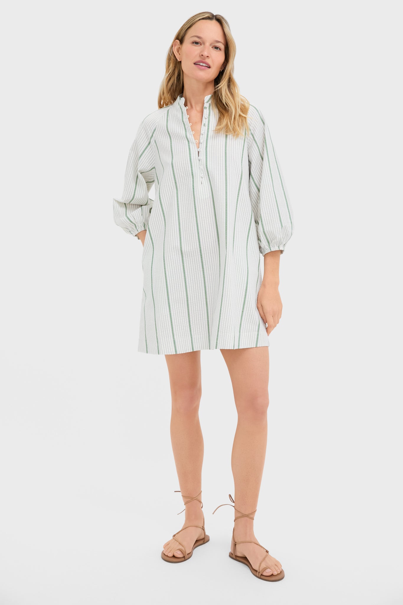 Mondego Stripe Seersucker Mini Maryse Caftan