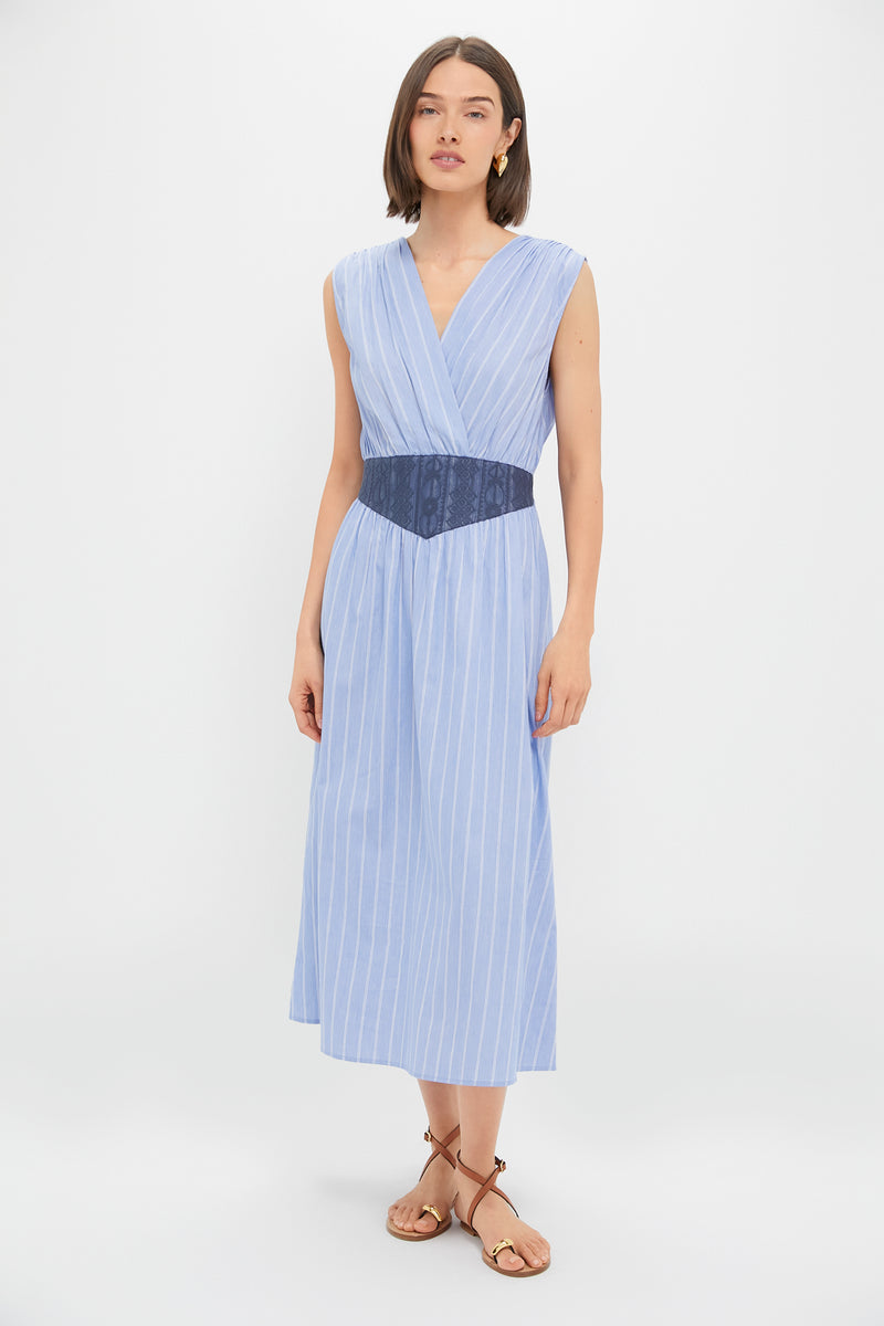 Sky Blue Stripe Cotton Perrie Dress