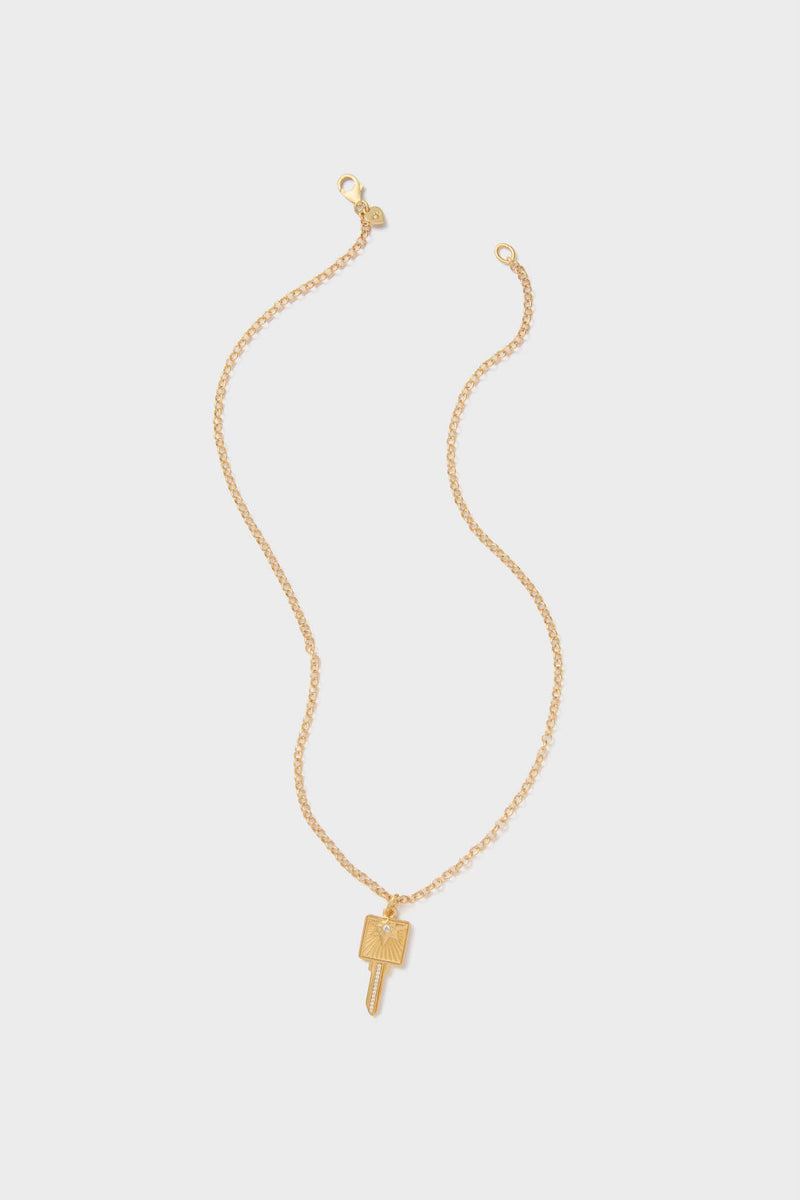 Gold Compass Key 18" Necklace
