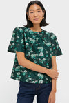 Emerald Magnolia Floral Jacquard Lyla Blouse