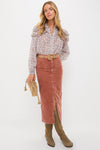 Rust Odalie Corduroy Skirt