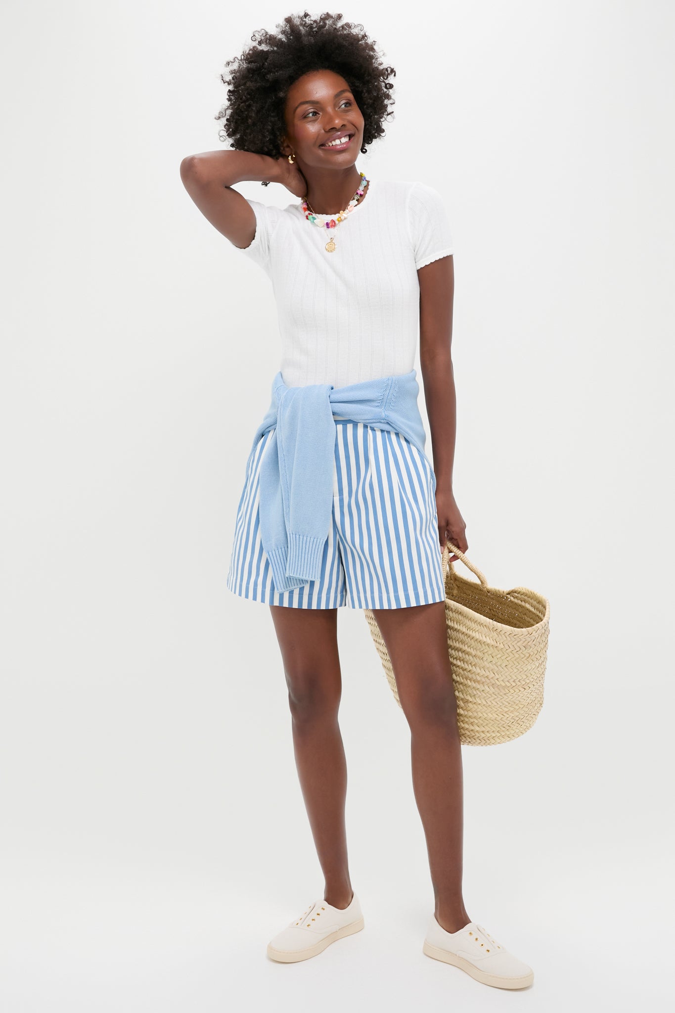 Blue and White Stripe Canvas Briggs Safari Short | Tuckernuck