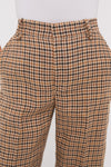 Country Plaid Linen Tweed Woven Standard Flare Pants