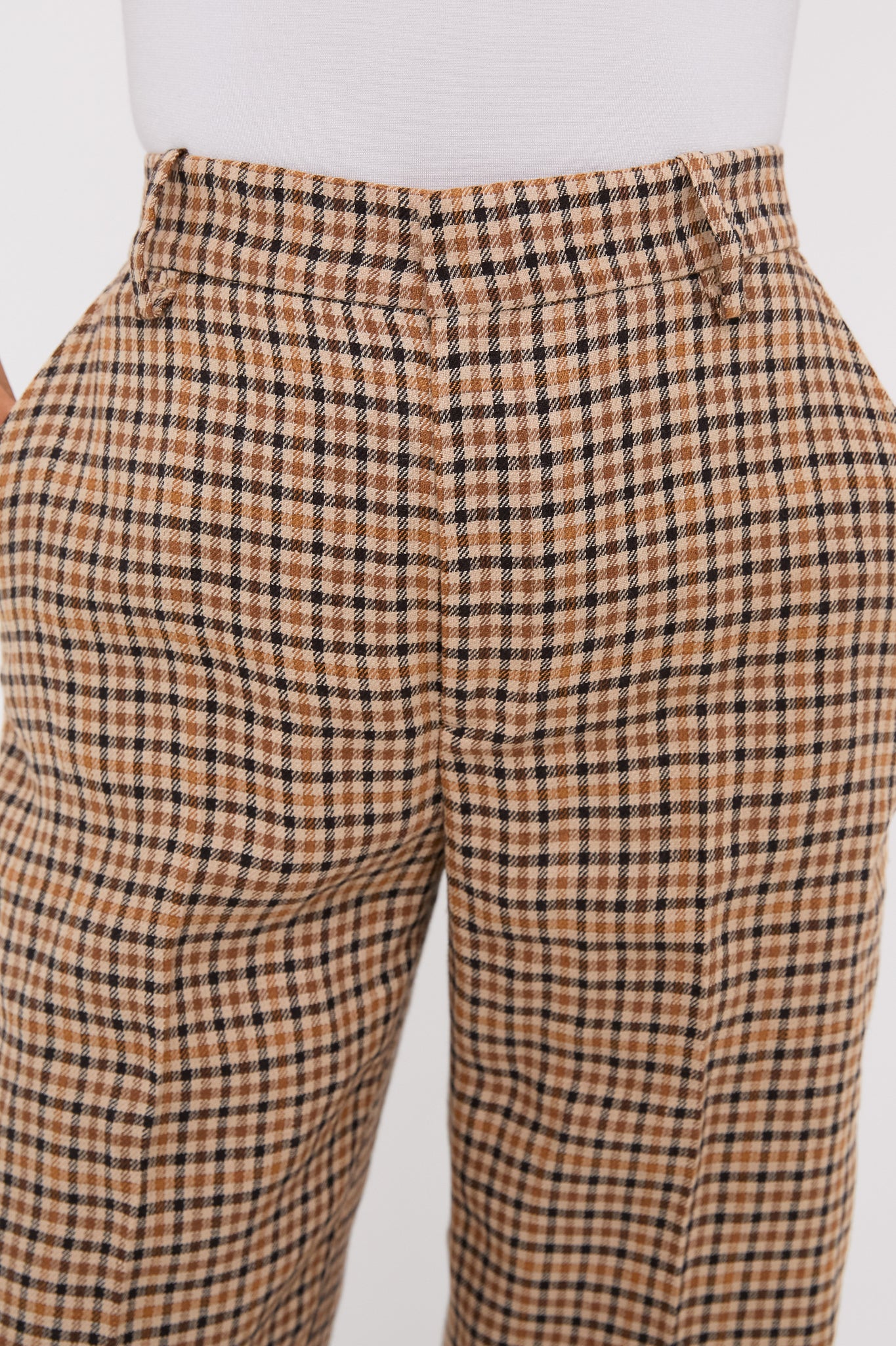 Country Plaid Linen Tweed Woven Standard Flare Pants