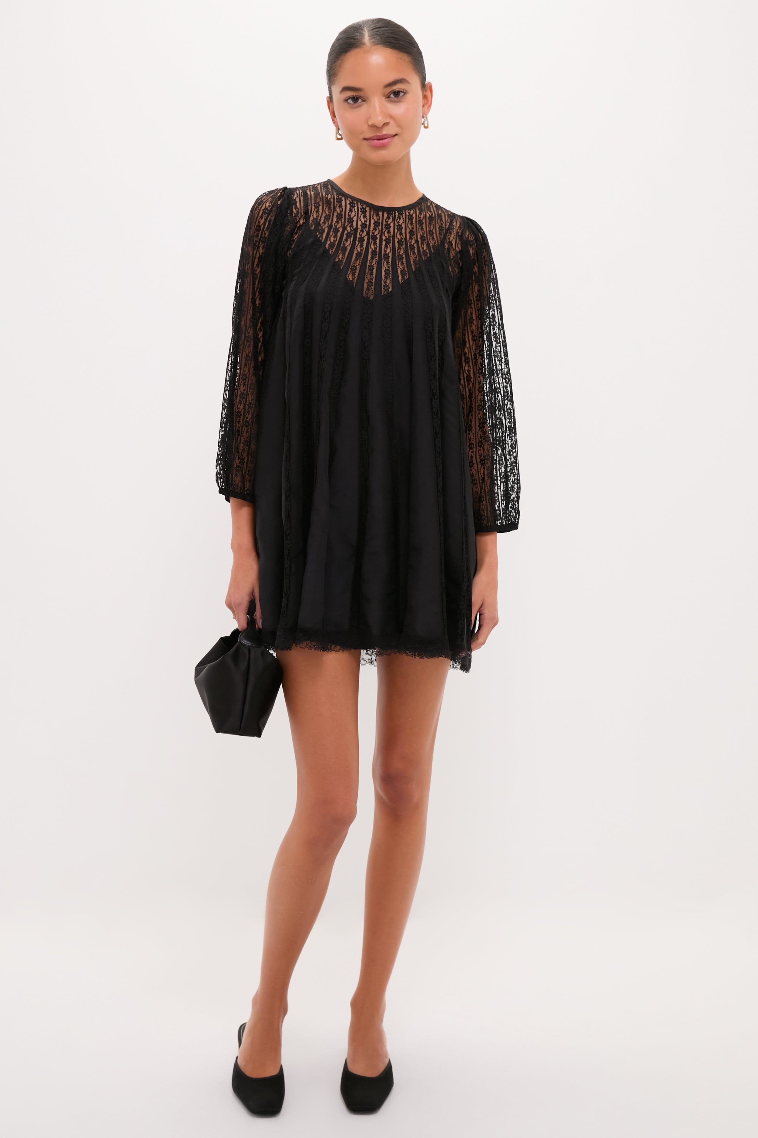 Black Keepsake Lace Shift Dress | THE GREAT.