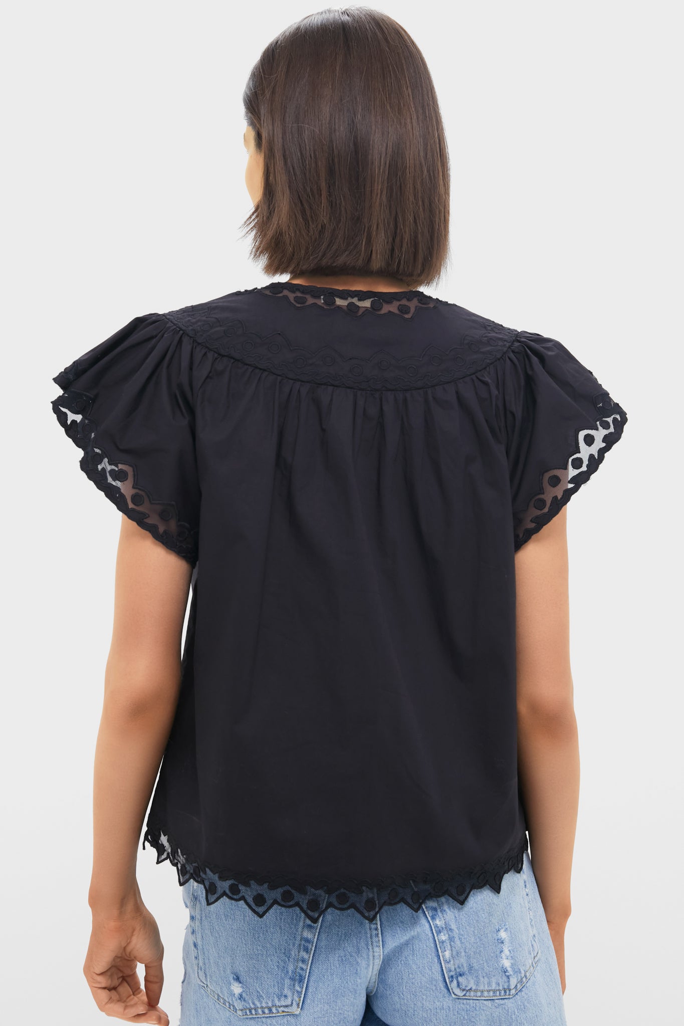 Noir Effie Flutter Sleeve Top