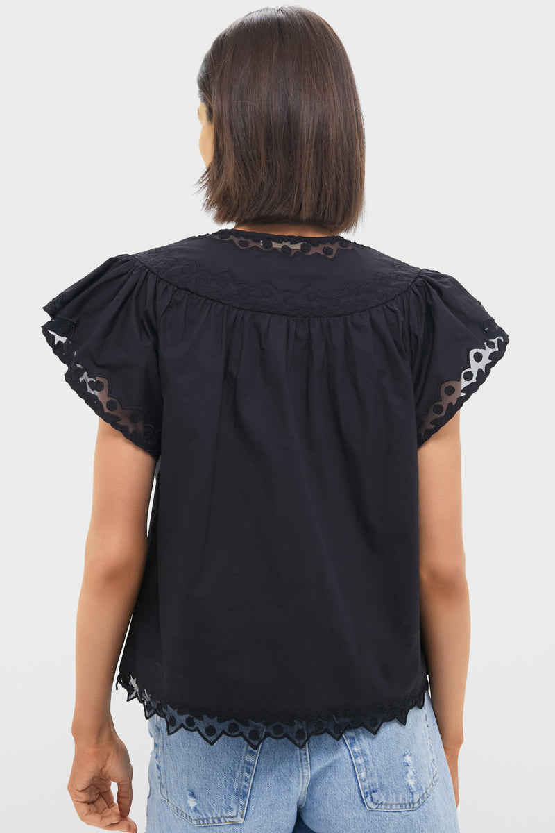 Noir Effie Flutter Sleeve Top