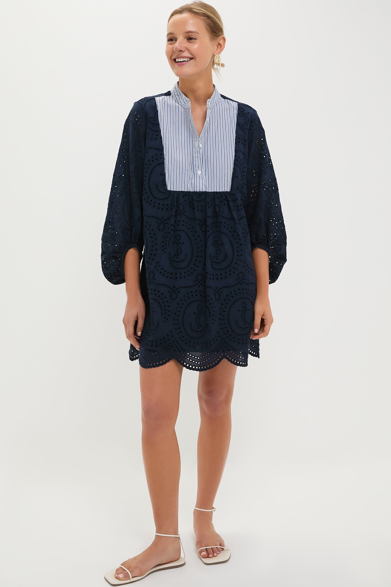 Navy Nautical Eyelet Mini Calliope Dress | Tuckernuck Navy Nautical Eyelet Mini Calliope Dress | Tuckernuck