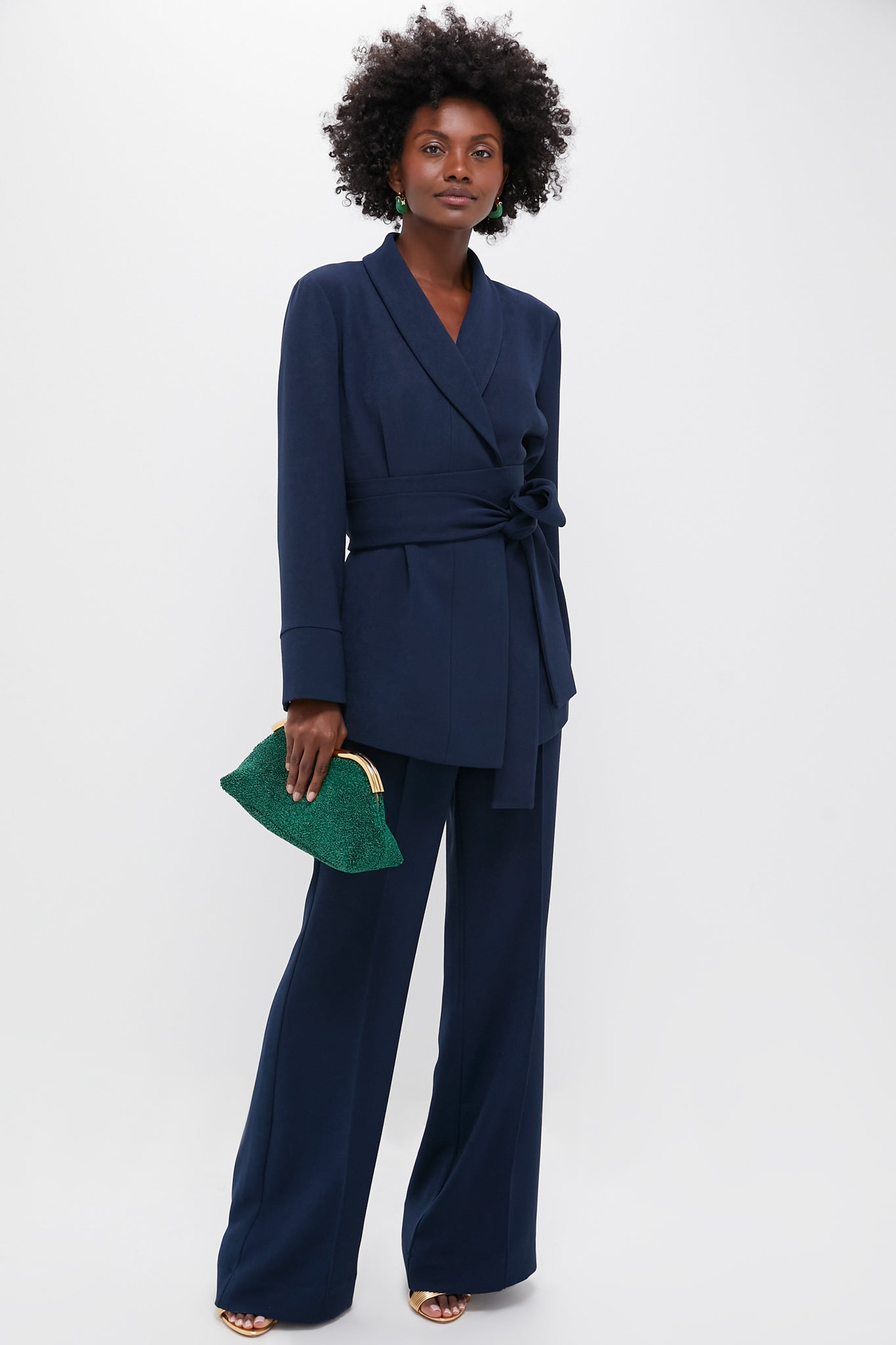 Navy Crepe Talia Wrap Blazer | Tuckernuck