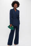 Navy Crepe Talia Wrap Blazer