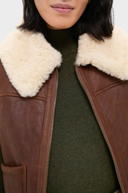 Pale Russet and Spring Beige Merino Shearling Leather Skin Vest