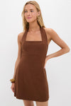 Brown Linen Balliet Mini Dress