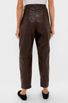 Mahogany Lux Lambskin Leather Ankle Pants