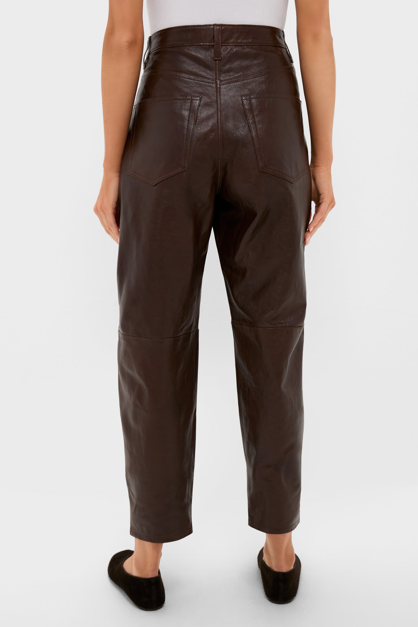 Mahogany Lux Lambskin Leather Ankle Pants