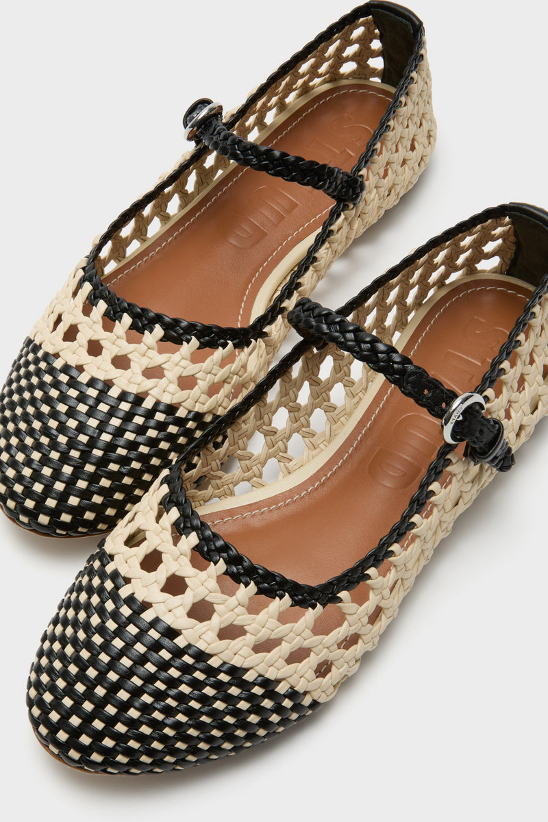 Cream and Black Mary Jane Nell Flat