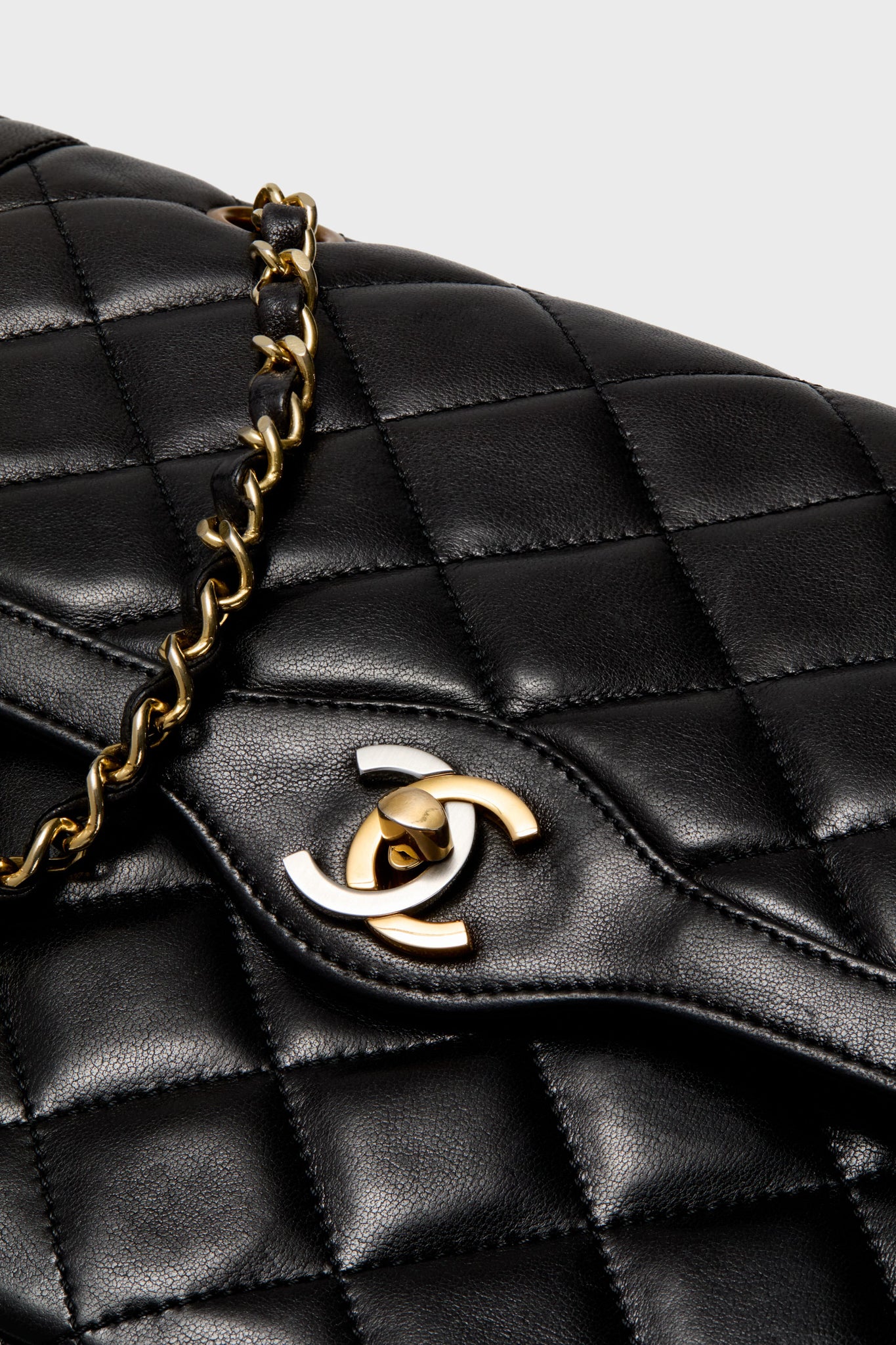 CHANEL Black Lambskin Quilted Medium Paris Limited Double Flap Shoulder Bag
