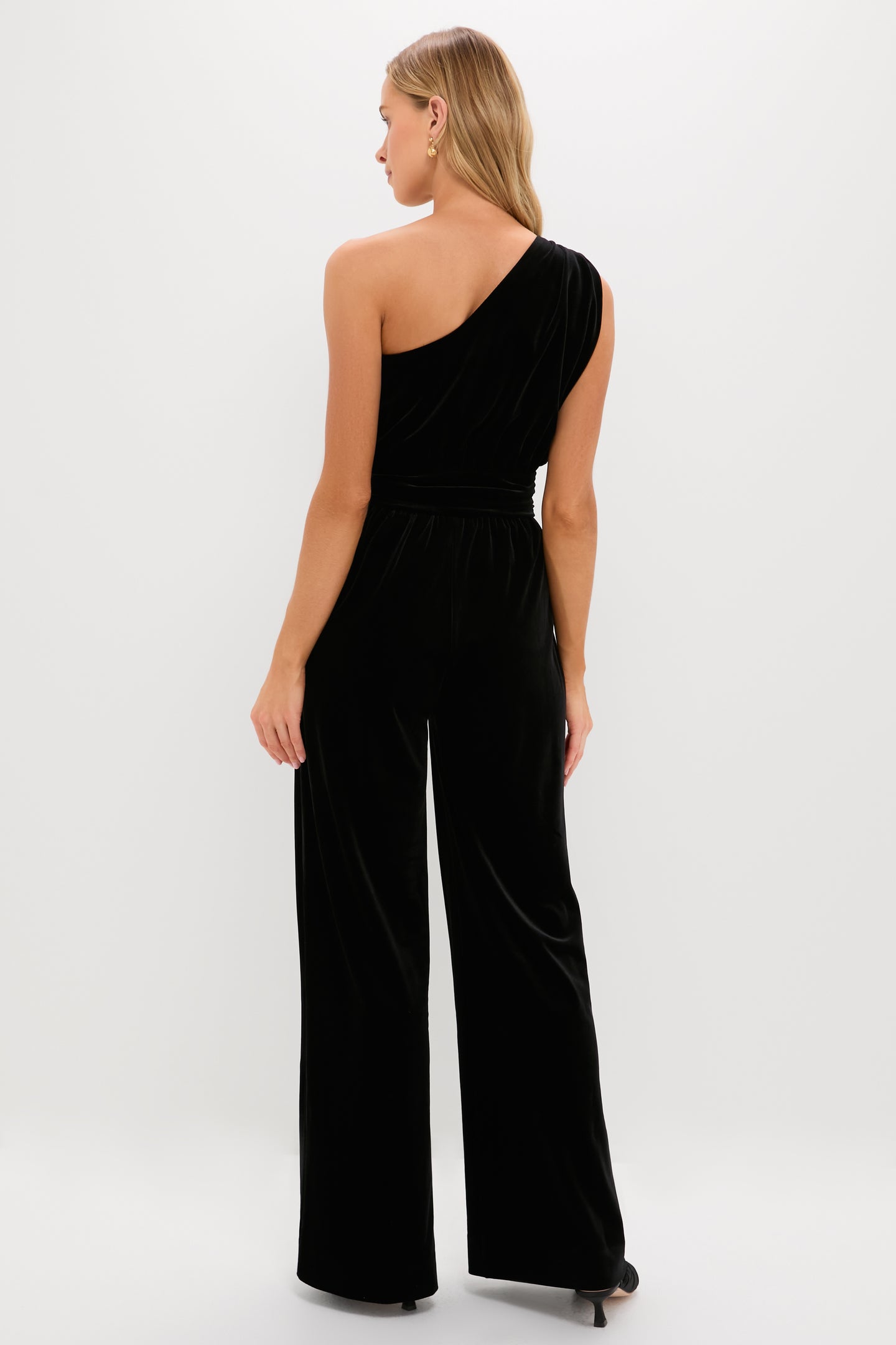 Black Velvet One Shoulder Araminta Jumpsuit