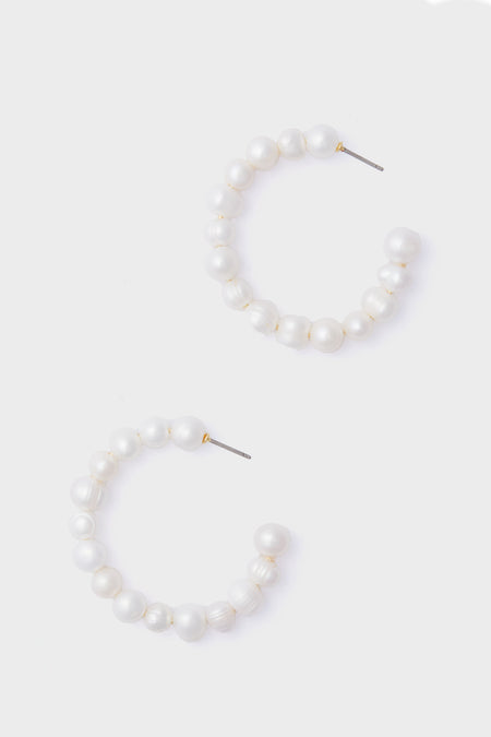 Large Pearl Hoop Earrings
