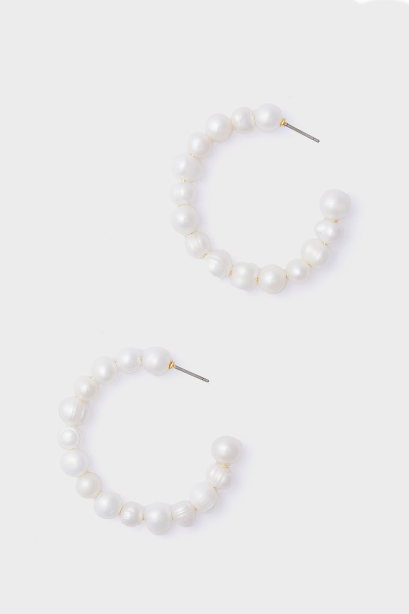 Large Pearl Hoop Earrings