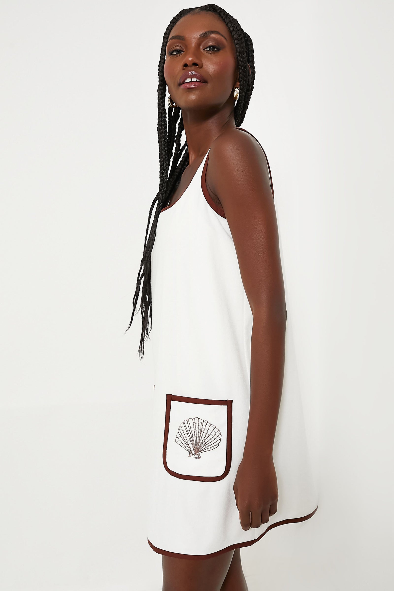 Blanc Shell Embroidered Terrycloth Dress Coverup