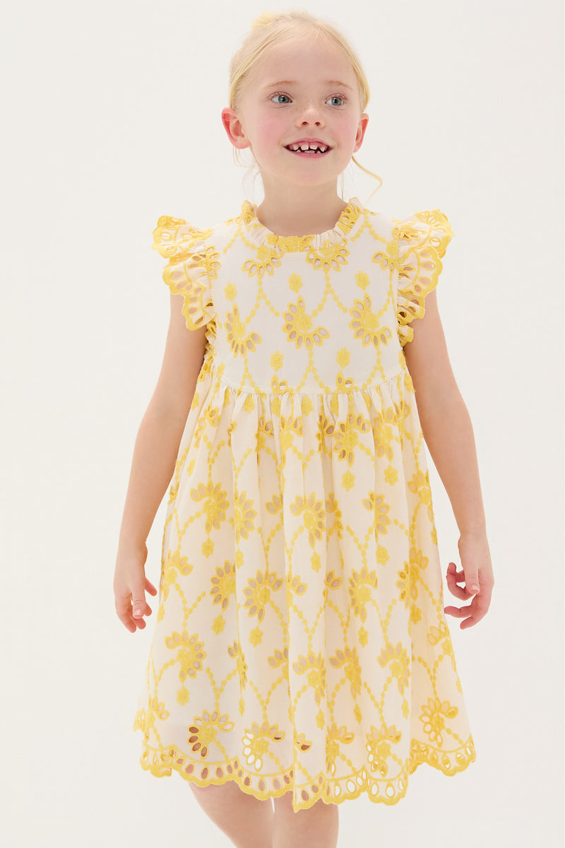 Bright Yellow Eyelet Cynthia Dress