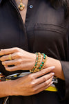 Berry Gem Petite Hinged Bangle - Malachite adorns wrist with classic, effortless elegance; gold bangles and green stones add a high-end, fun flair to any look.