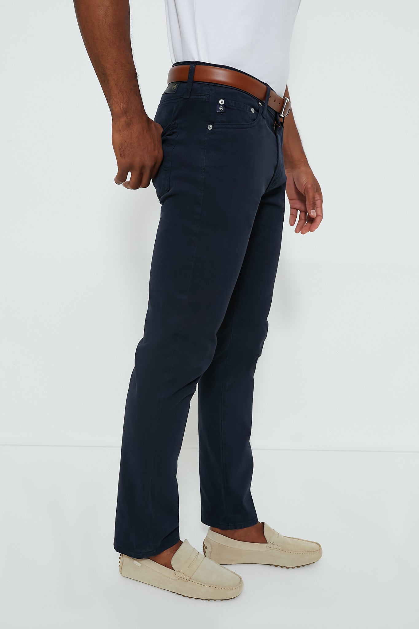 The Graduate in New Navy Sueded Twill (34" Inseam)