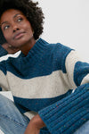 Ink Marl Arna Striped Funnel Neck Sweater