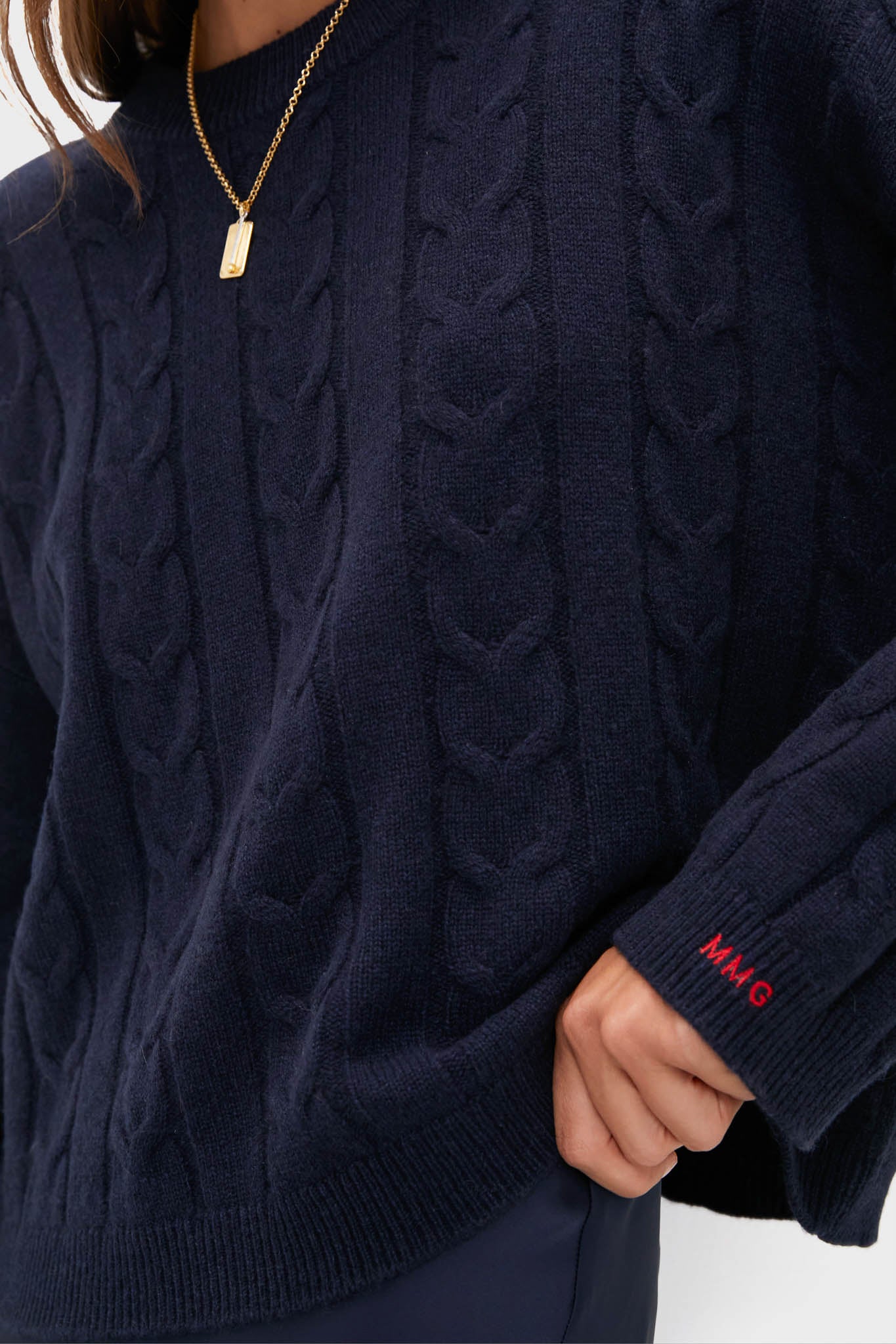 Navy Cashmere Eloise Cable Knit Sweater